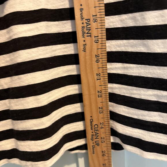 LOFT Shirt Women Large Black Cream Boatneck Breton Stripe Capsule Classic Raglan - Picture 6 of 10